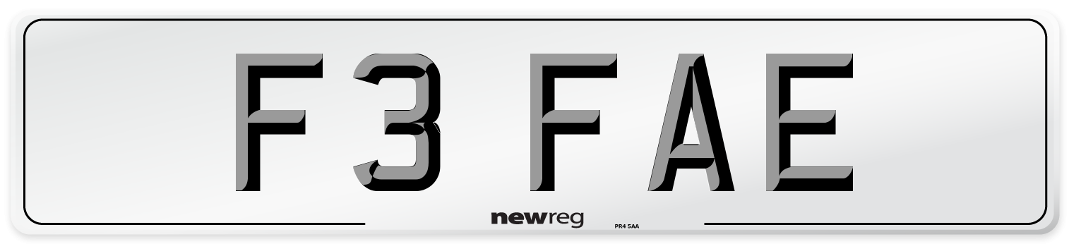 F3 FAE Number Plate from New Reg